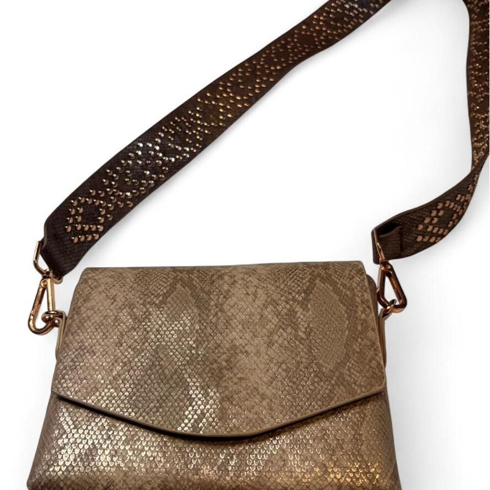 Street-level Women's Studded Brown Rose Gold Cross Body Bag